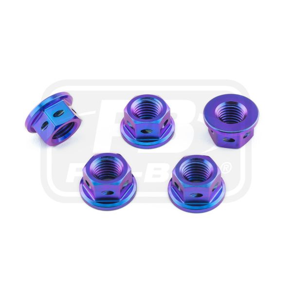 ΠΑΞΙΜΑΔΙΑ TITANIOY PRO-BOLT (TI5SPN10DP) Titanium Sprocket Nuts M10x(1.25mm) Drilled Pack x5 Purple